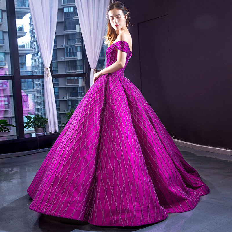Purple Floor Length Evening Gowns Elegant Formal Sequins Long Satin Celebrity Prom Dresses Maternity Abiti Da Cerimonia Sukienki