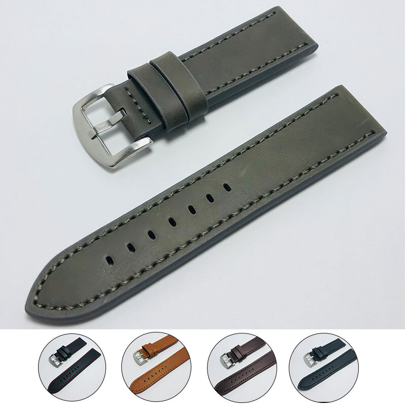 Bracelet de montre en cuir véritable pour hommes et femmes, bracelets de montre, café, ceinture noire, remplacement de bracelet, accessoires de bracelets, 16mm, 18mm, 20mm, 22mm