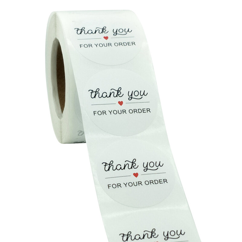 500Pcs/Roll Dank U Voor Uw Bestelling Ronde Sticker 3.8Cm Afdichting Label Voor Winkel Gift Bag Decoratie papier Stickers
