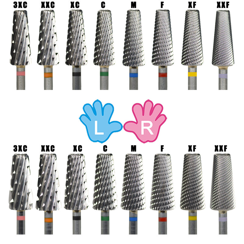 4 IN 1 Carbide two hand 7.0 Large Medium Small 3 Size Original Tungsten Carbide nail milling drill bits 6.0 XXF