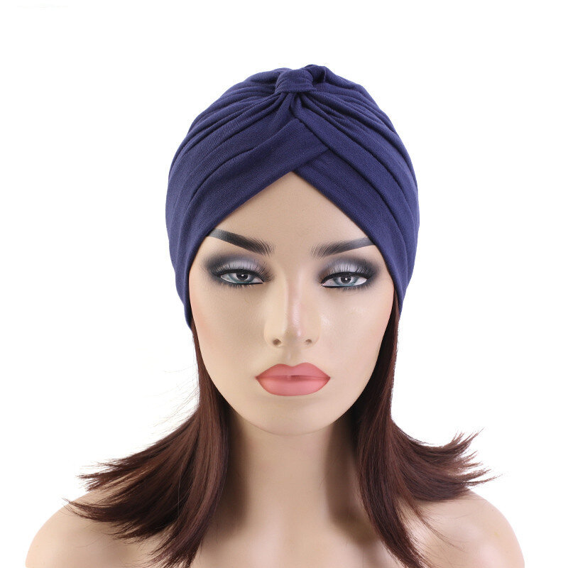 2024 Fashion Turban Cap for Women Soft Muslim Hats Female Inner Caps Solid Arab Indian Bonnet Wrap Head Scarf Hat Chemo Cancer
