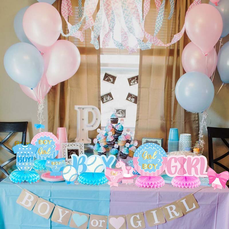 12 pçs bebê gênero revelar bolas favo de mel mesa centerpieces toppers decorações festa azul rosa decoração de mesa para bebês chuveiro