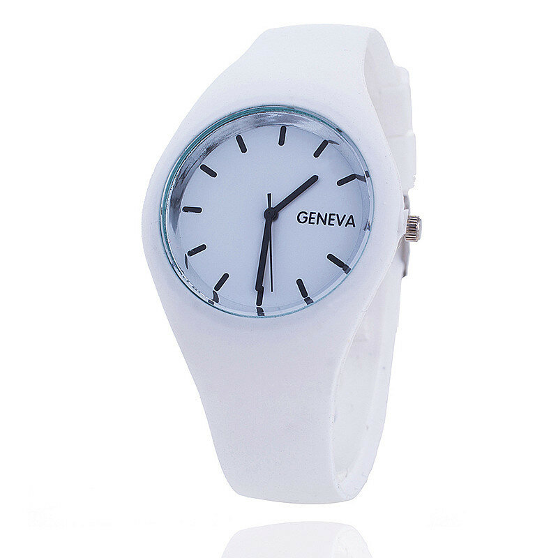 화려한 남성 여성 시계 크림 색상 울트라 얇은 패션 선물 실리콘 스트랩 레저 시계 제네바 손목 시계 여성 젤리 시계