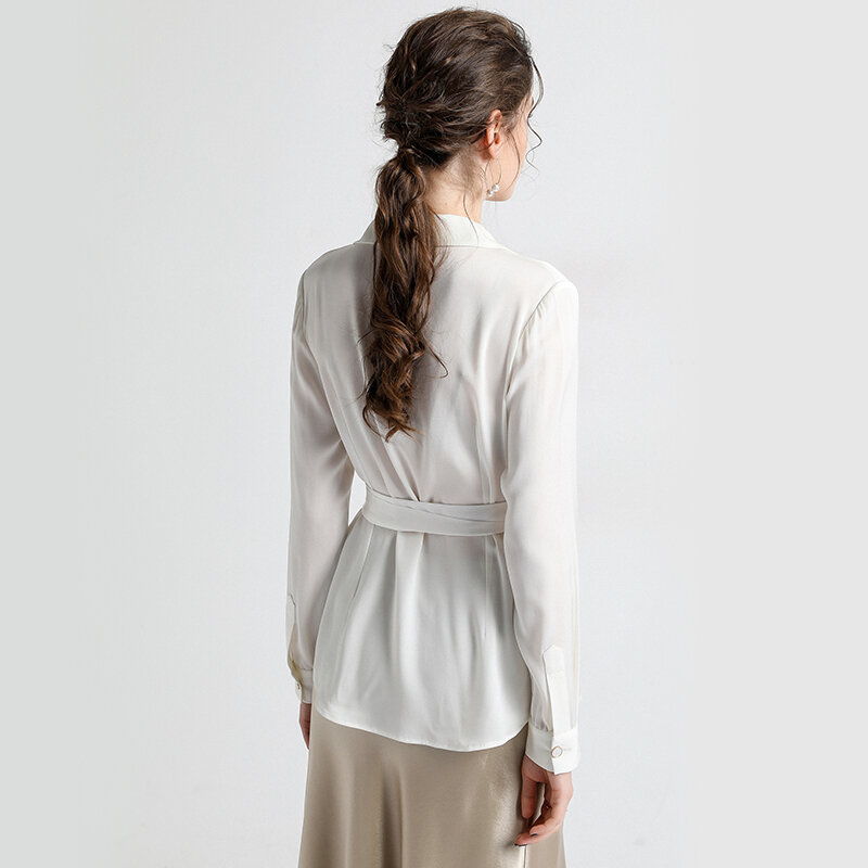 Blusa blanca de seda satinada para mujer, camisa de manga larga para oficina, Tops y blusas para primavera y otoño, 2020