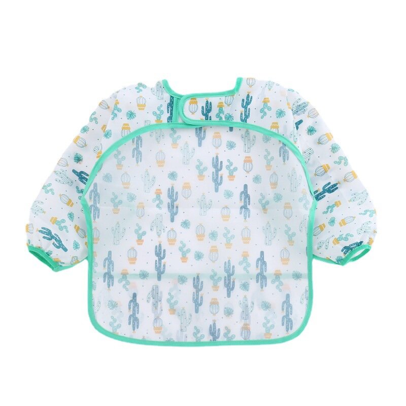 Baberos de manga larga para bebés de 0 a 3 años, delantal de alimentación de arte, impermeable, con bolsillo, 5 colores, venta al por mayor