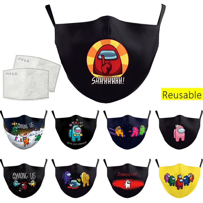 Among Us Printing Mask Washable Fabric Masks Outdoor Windproof Mouth Mask Breathable Protection Face Masks for Adult Children