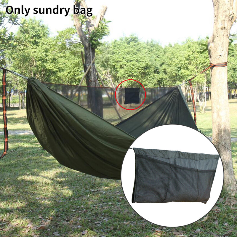Bolsa portátil dobrável para acampamento, bolsa leve de armazenamento, organizador de rede para esportes ao ar livre, malha e preta