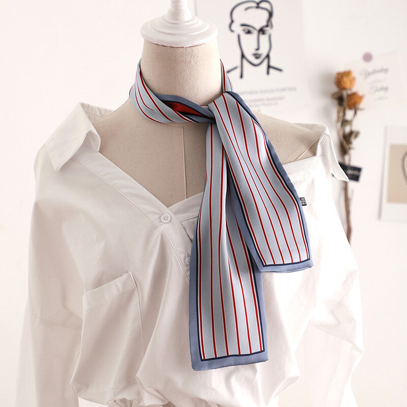 2022 moda jedwab cienki szalik kobiety włosy szyi szaliki projektant nadruk w kropki pani torebka wstążki krawat kobieta pałąk szaliki