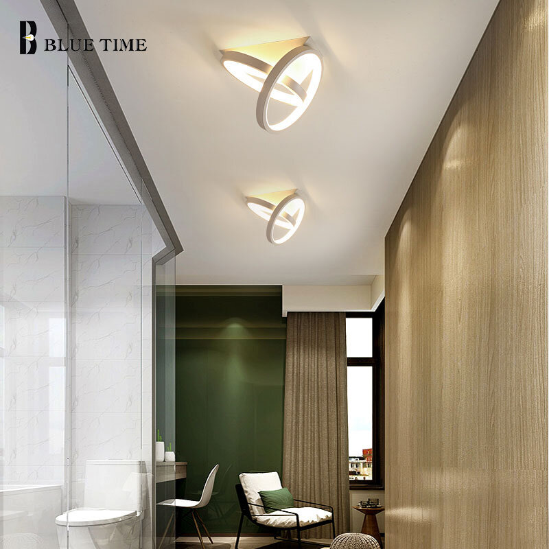 Moderna plafoniera a Led corridoio luce corridoio luce per soggiorno camera da letto cucina casa lampada da soffitto nera alluminio 110V 220V