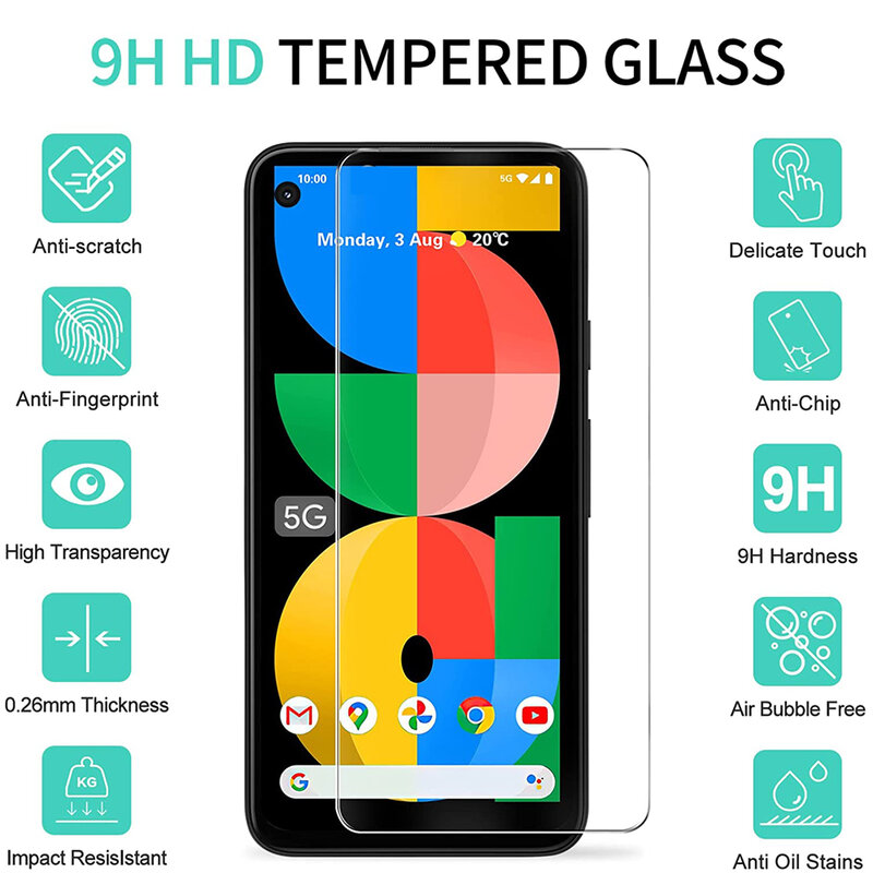 Закаленное стекло 9H для Google Pixel 8 Pro 8a 7 7a 6 6a 5 5a 4a 5G 4 3 3A XL, 3 шт.