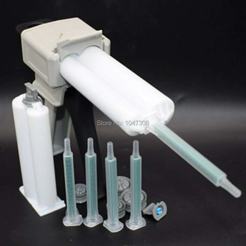 50ml 1:1 2:1 Dispensing Gun + 2pcs 2-Part 1:2 50ml Epoxy Adhesive Glue Cartridges + 5pcs 1:1 Static Mixer Epoxy Mixing Nozzle