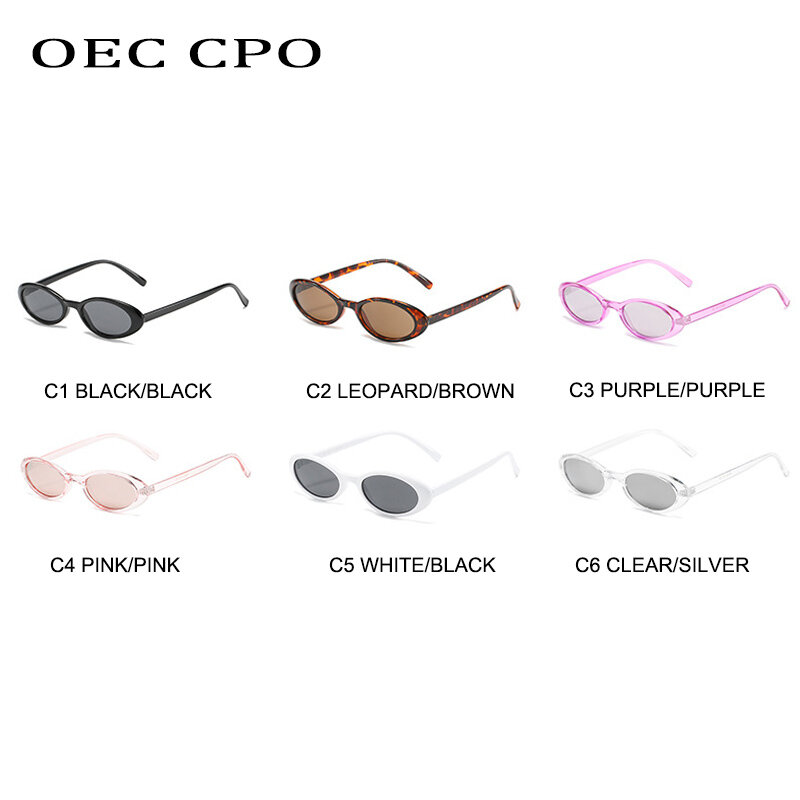 Oec cpo-pequenos óculos de sol ovais para mulheres, sexy, leopardo, marrom, retro, colorido, tons, moda, novo, 2021