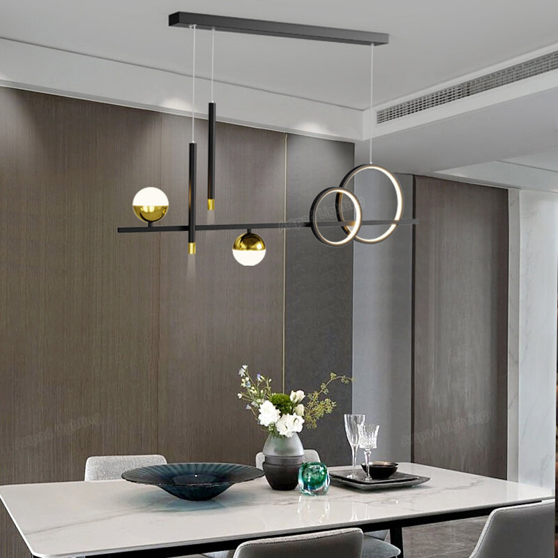 Minimalistyczne lampy wiszące nowoczesna stołowa Bar długa taśma reflektor luksusowe światło kuchni sufit pokoju lampa wisząca