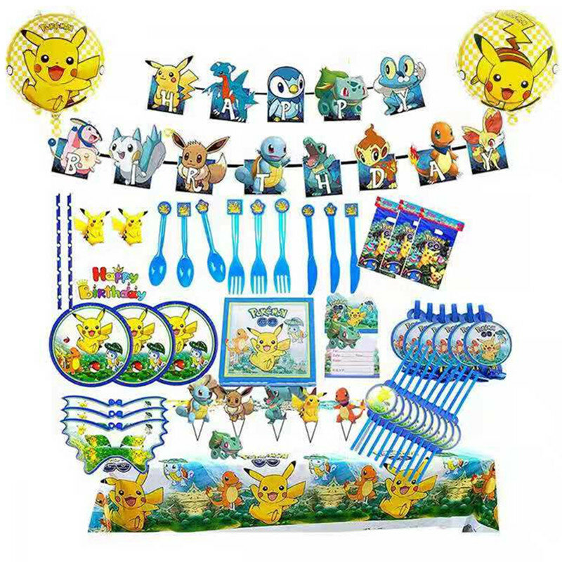 21 Style Pokemon Toy Theme Cartoons Anime Figure Pikachu Birthday Party Tableware Dinner Plate Decoration Children Supplies Gift