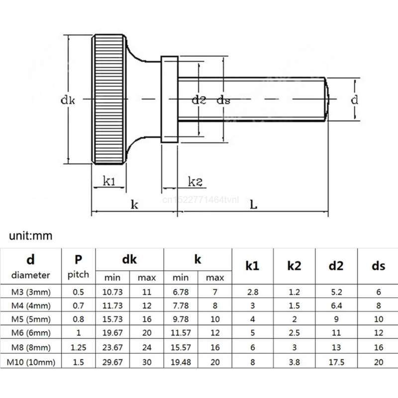 Knurl-tornillo de pulgar de bloqueo de vidrio para cortina, cabeza de paso alto, ajuste manual, M3, M4, M5, M6, M8, M10, DIN464, GB834, 1/5 unidades