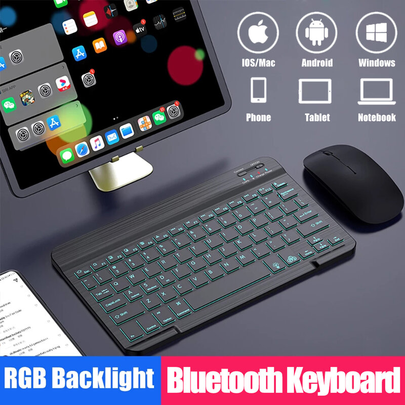 Clavier sans fil Bluetooth pour tablette, pour iPad Pro 2021 11 12.9 10.5, iPad 8e 7e 6e Air 4 3 2 et MacBook