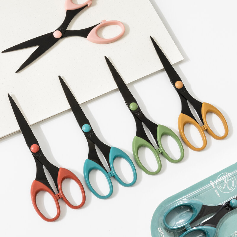 Morandi cor scissor lâmina de aço inoxidável design seguro cortador para arte fina diário álbum artesanato artigos papelaria escritório escola suprimentos