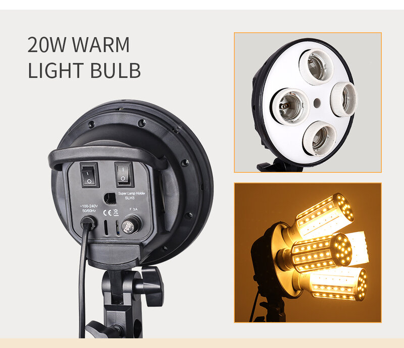 Caja de luz Softbox, trípode, Kit de iluminación, 4 lámparas, Flash de fotografía, 50x70CM, E27, soporte para cámara, Feflector para foto y vídeo