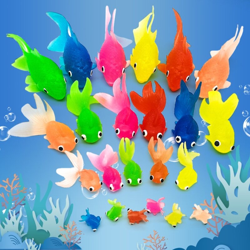 10pcs Rubber Simulation Small Goldfish Gold Fish Kids Decoration Bath Toy