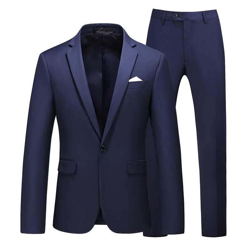 Set Blazer untuk Pria Setelan Bisnis Ansambel Kantor Homme 2 Buah Celana Mantel Ukuran Plus Mewah Makan Malam Formal Pengantin Pria 5XL 6XL