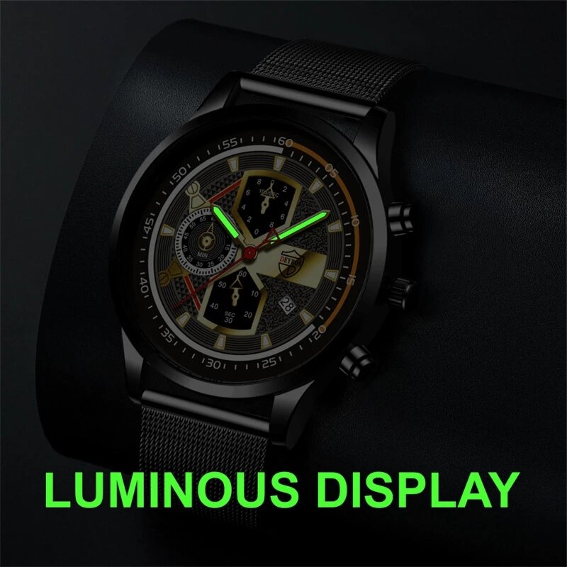 Luxe Man Horloges Rvs Analoge Quartz Casual Kalender Lichtgevende Klok Mode Zakenlieden Polshorloge Montre Homme
