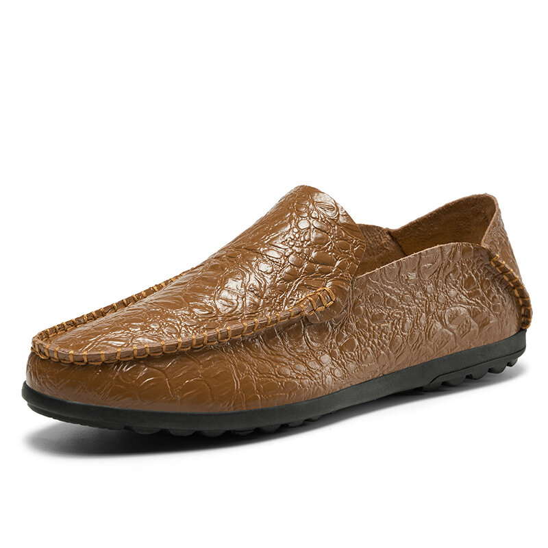 Zapatos de cuero para hombre, calzado informal de suela plana que combina con todo, zapatos de conducción para hombre, zapatos de pedal