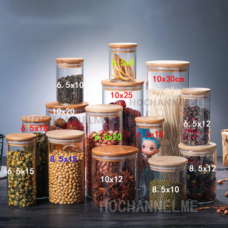 Mason Candy Jar Für Gewürze Glas bambus Abdeckung Container Glas Gläser Mit Deckel Cookie Jar Küche Gläser Und Deckel Großhandel