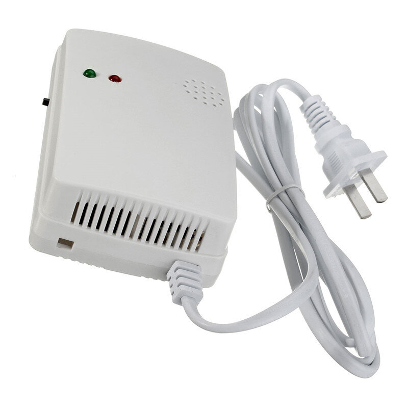 AMS-Alarma de Gas para el hogar Detector montado en la pared Sensor de Gas blanco plástico enchufe de EE. UU.