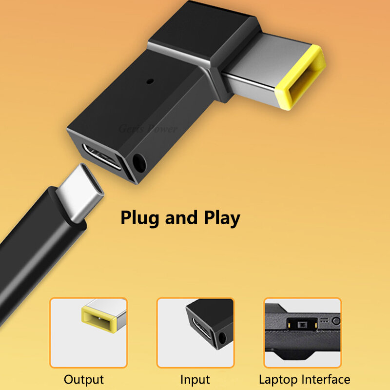 USB C 타입-DC 전원 잭 커넥터, USB C-범용 노트북 전원 어댑터 플러그 컨버터, Asus Dell Lenovo 노트북용, 100W