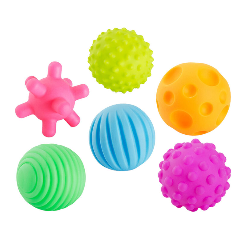 6Pcs Kids Children Infant Textured Multi Balls Colorful Grab Skills Sensory Touch Hand Balls Toys Infant Sensory Balls Gifts
