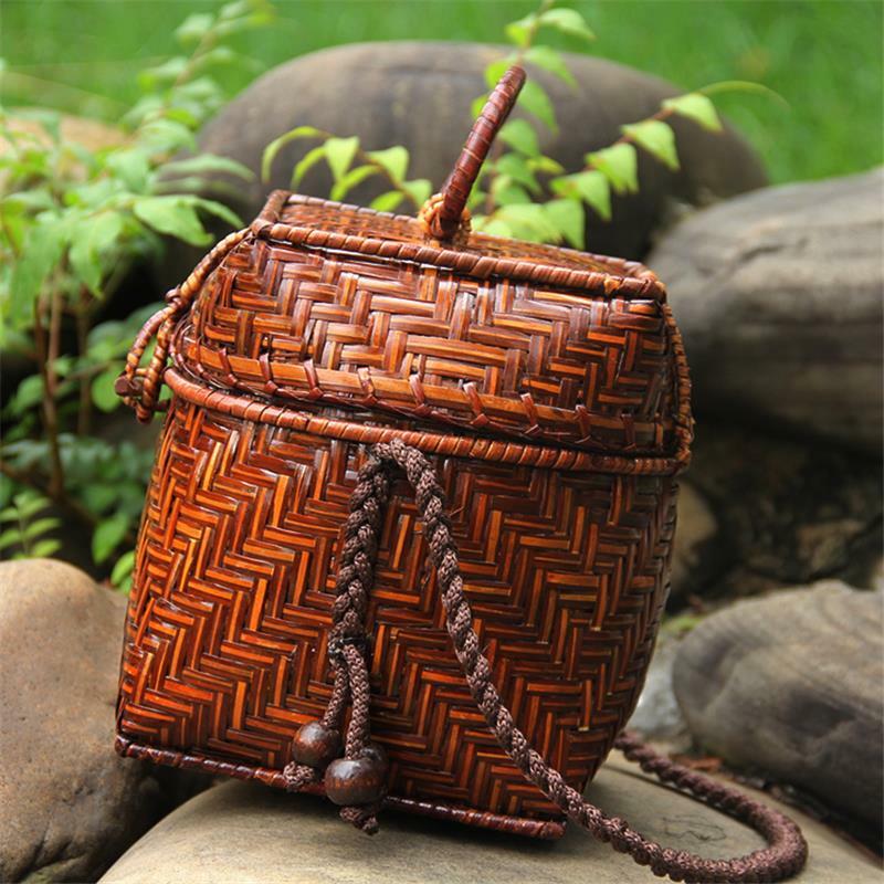 Тайская плетеная сумка ручной работы из бамбука, 15x19 см, декоративная сумочка, сумка для чайного набора, маленькая, свежая, новая оригинальная сумочка в стиле ретро, a6113