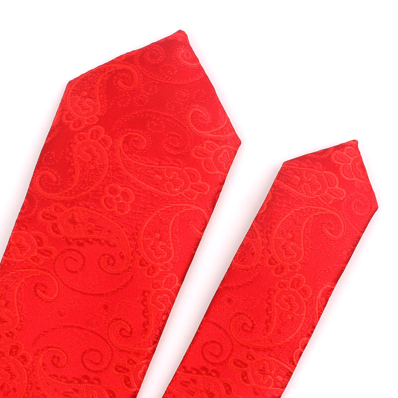 Corbata roja ajustada para hombre y mujer, corbatas clásicas tejidas de Jacquard para hombre y mujer, corbata delgada de Cachemira para novio, corbata de cuello para fiesta y boda