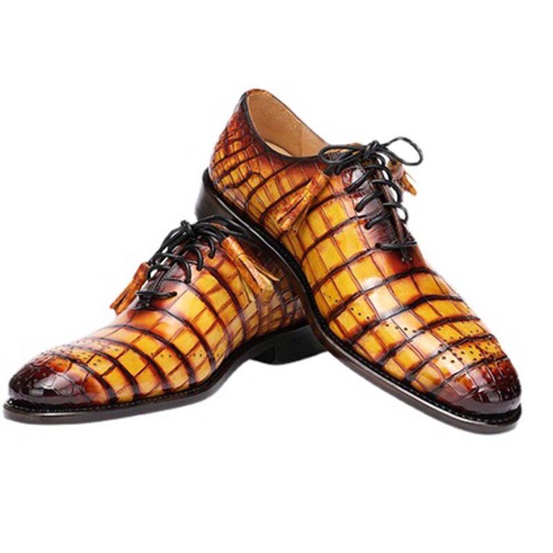 Hulangzhijia nowa czysta instrukcja skóra krokodyla sznurowane męskie moda biznes wypoczynek mężczyźni ubierają buty męskie buty wizytowe