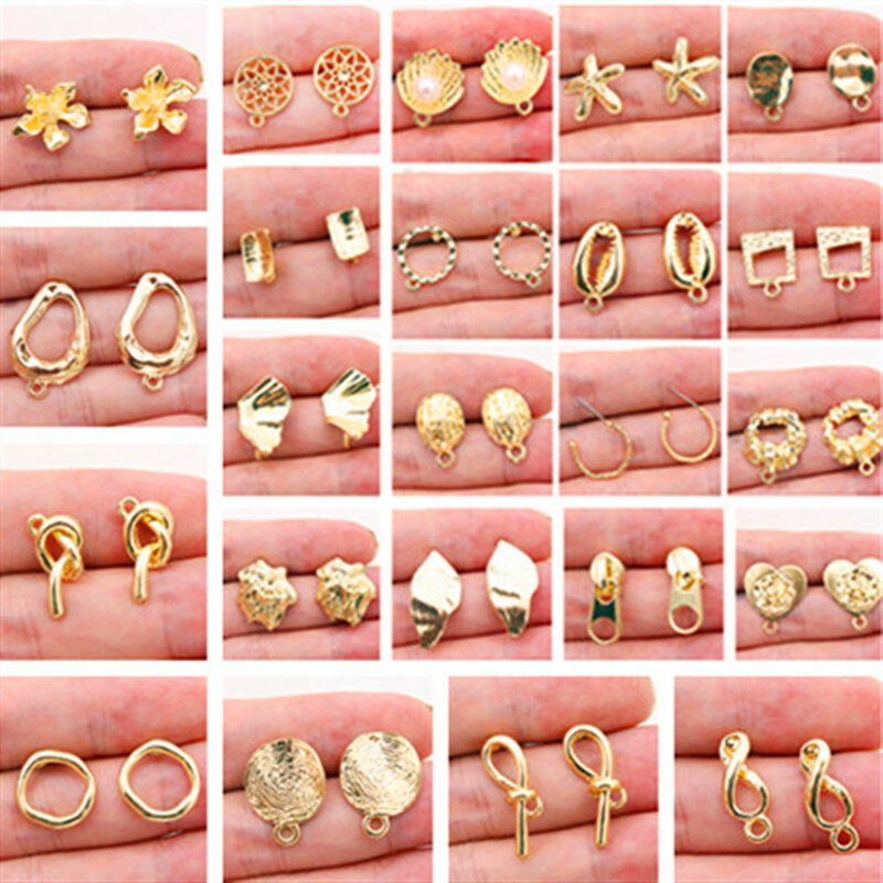 Boucles d'oreilles déformées dorées, accessoires de boucles d'oreilles, composants de bijoux, clous de base, P84, lot de 4 pièces