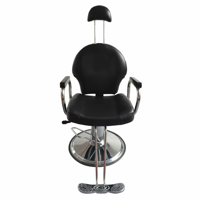 Silla de barbero con reposacabezas para hombre, sillón de salón de belleza, color negro, Vintage, 8735