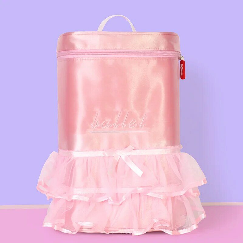 여아 발레 백팩, 핑크 레이스 핸드백, 새틴 방수 어린이 댄스 가방