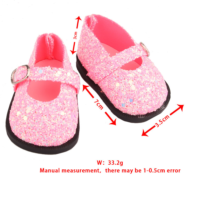 Sepatu Bot Boneka 7Cm Buatan Tangan untuk 18 Inci Amerika & 43Cm Aksesori Sepatu Payet Boneka Bayi Baru Lahir untuk OG 1/3 BJD Boneka Perempuan DIY