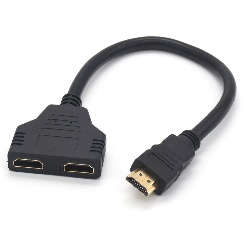 Satu Input Dua Output HDMI Kompatibel Splitter 1X2 Kabel Adaptor Kembar HDMI Kompatibel Splitter