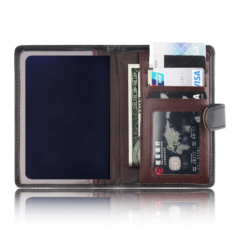 Capa para passaporte de couro pu, proteção para carteira de viagem, porta cartão de crédito, capa com carteira de licença de russo