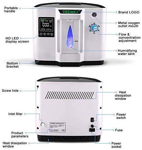 Concentrador de oxígeno portátil generador de oxígeno máquina de oxígeno inicio purificador de aire de 93% de pureza 1-6L/min flujo AC 220V tiempo de Control