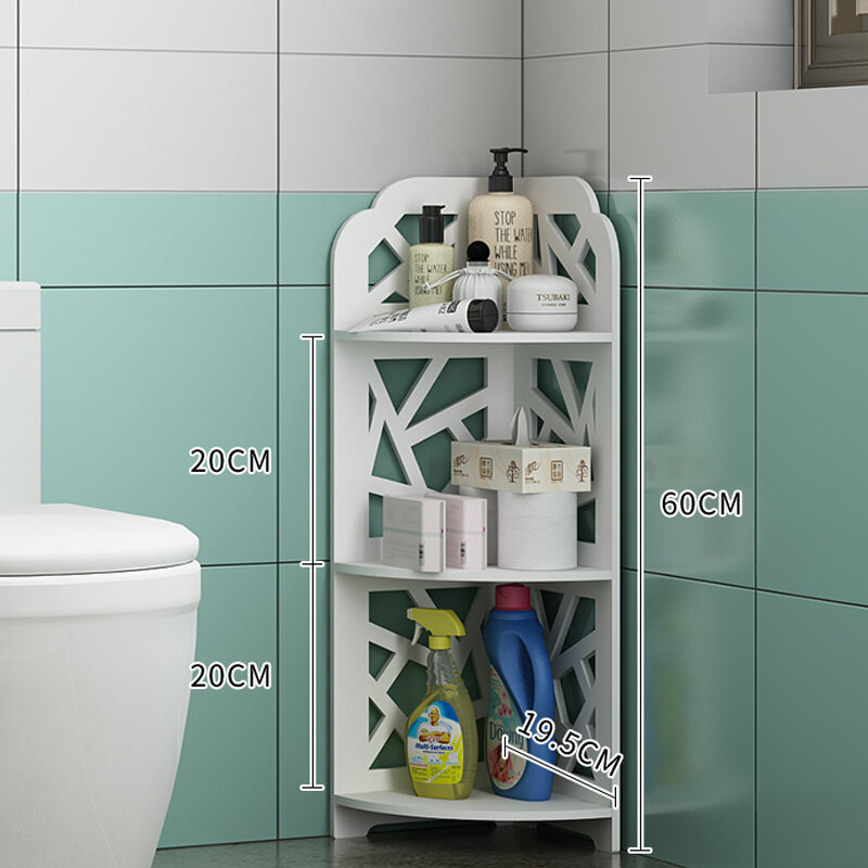 近代床自立浴室キャビネット防水浴室の棚三層耐荷重浴室家具ホワイトシンプルな