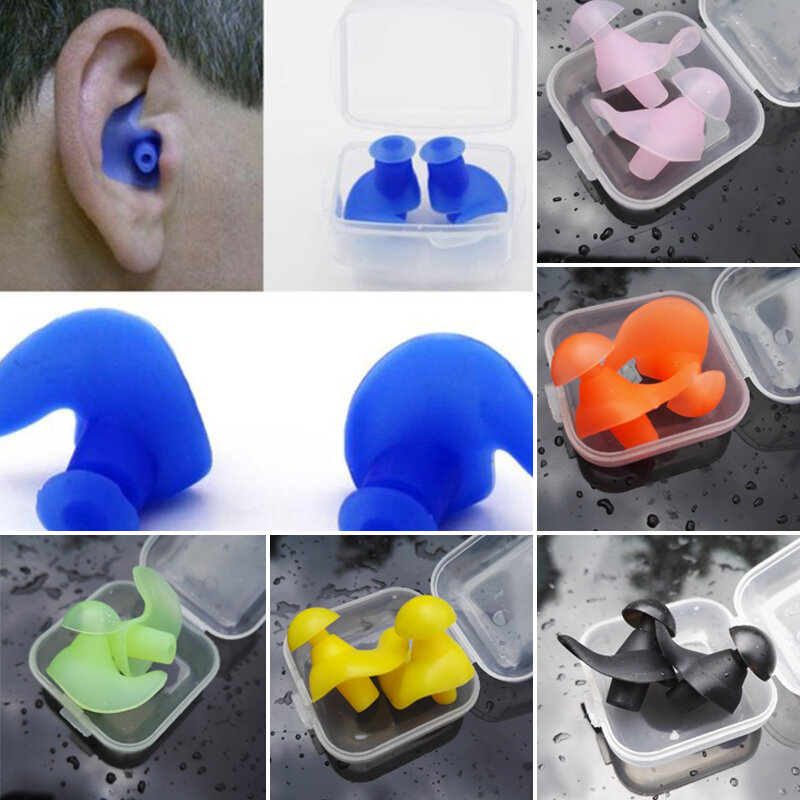 Tampões auriculares de silicone impermeáveis para adultos, tampões antiruído, tampões para natação, mergulho, esportes aquáticos, acessórios, 1 par