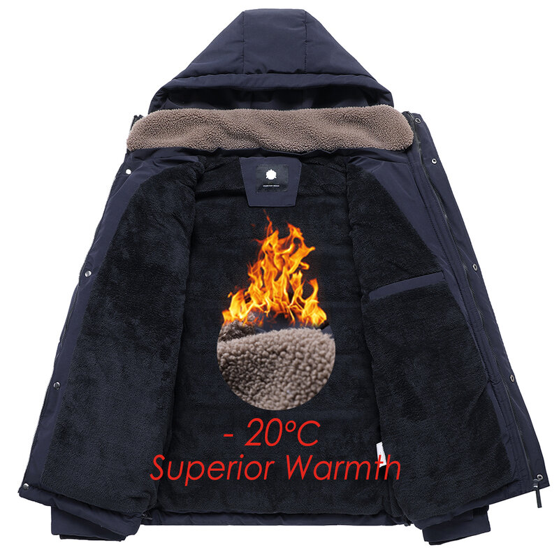 Parkas de lã quente masculino clássico, jaqueta destacável, outwear para outono, roupas de inverno, bolsos, novo, 2022