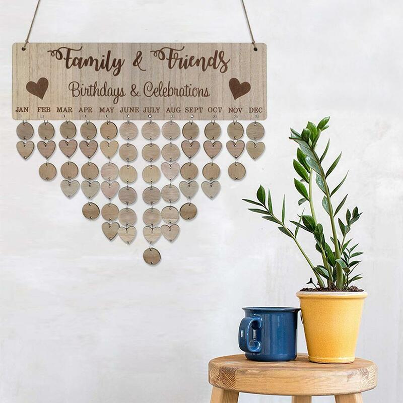 DIY Families Friends Birthday Celebration Calendar Reminder Planner Board Decor beautiful home Ornament 40cm x 12cm