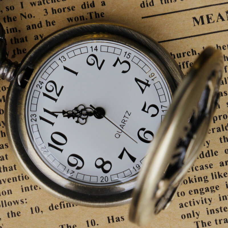 할로우 브론즈 빈티지 애니메이션 쿼츠 포켓 시계, 남녀공용, 80cm 체인 아트 컬렉션