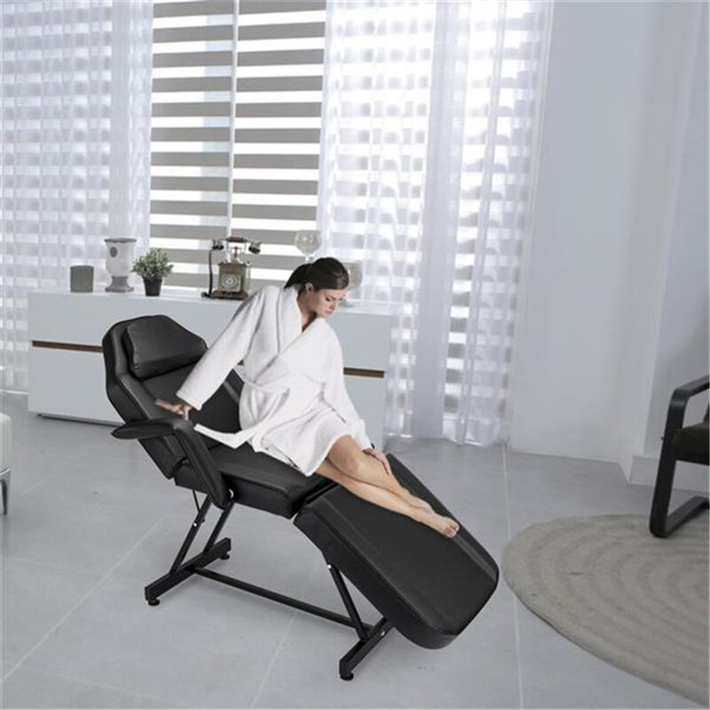 Alta qualidade 72 "ajustável salão de beleza spa massagem cama tatuagem cadeira com fezes navio preto de nós
