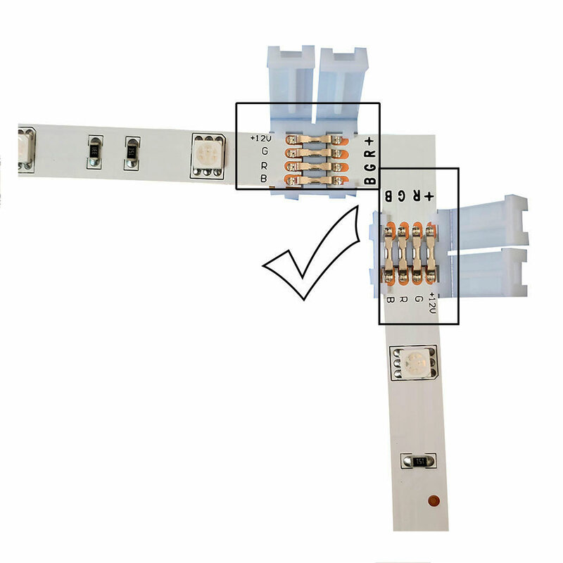 Accessoires de bande LED sans soudure, connecteur d'angle de type T, L, X, adapté pour WS2812B, WS2811, RGB, RGBW, RGBWW, 2 broches, 3 broches, 4 broches, 5 broches, 10mm de large