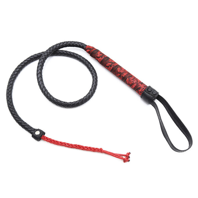 88CM Hand Made Premium PU Leather Bull Whip 8 Plait Leather Whip for Horse Training