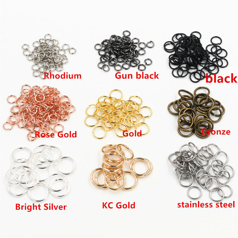 200 piezas/lote 3/4/5/6/7/8/10/12mm accesorios de joyería de Metal DIY anillos de salto de bucles individuales abiertos y anillo dividido para la fabricación de joyas