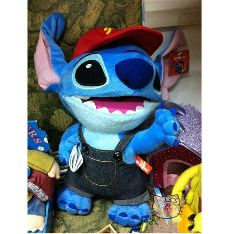 Juguetes de peluche de Stitch grande de Disney, muñeco Stilch en el sombrero rojo, regalo de cumpleaños para un amigo